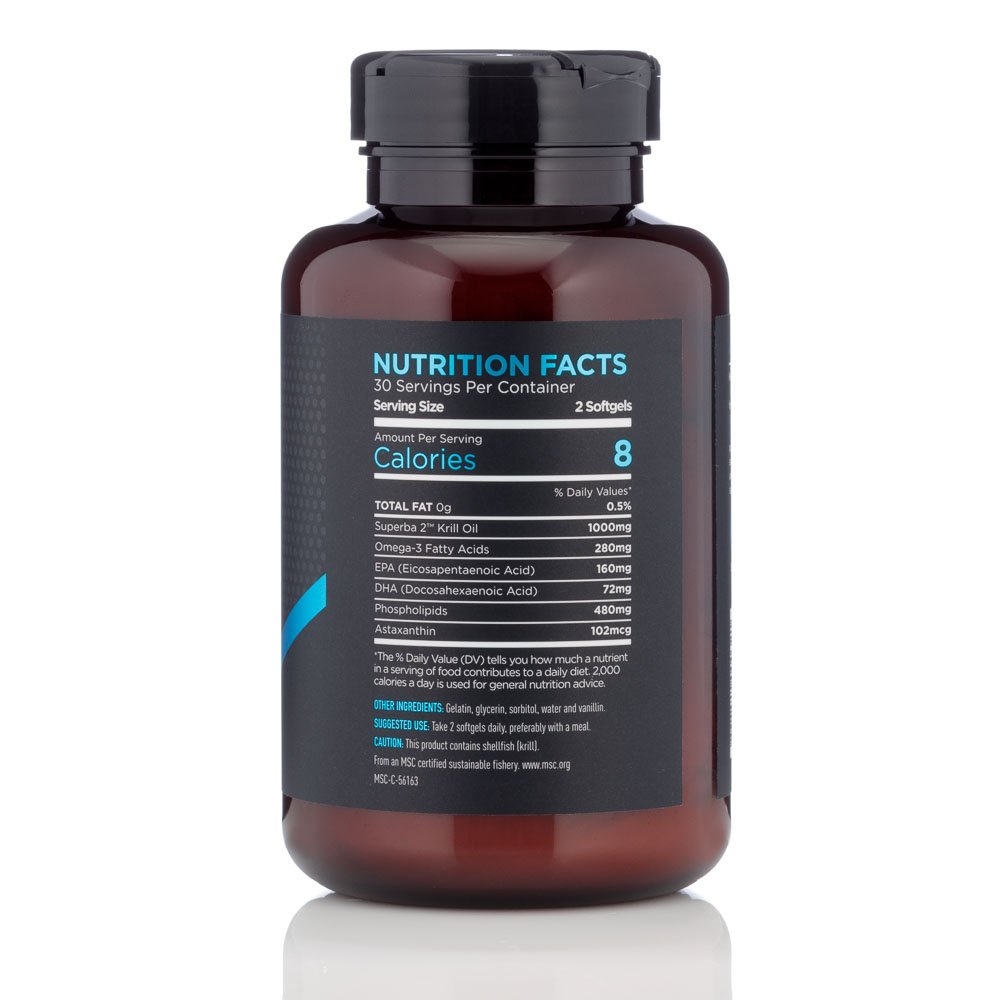 Kiva Antarctic Krill Oil - Sustainably Wild-Caught Krill (60 Softgels) - 1000mg, Rich with Omega-3 Fatty Acids, EPA, DHA and Astaxanthin, No Fishy Aftertaste, 3rd Party Tested, BPA-Free Bottle