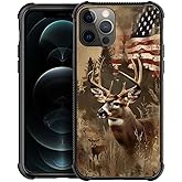 DJSOK Case Compatible with iPhone 12 Pro Max,H American Flag Elk Deer with Four Corners Shockproof Protection Soft TPU Bumper and Hard PC Pattern Back Case for iPhone 12 Pro Max