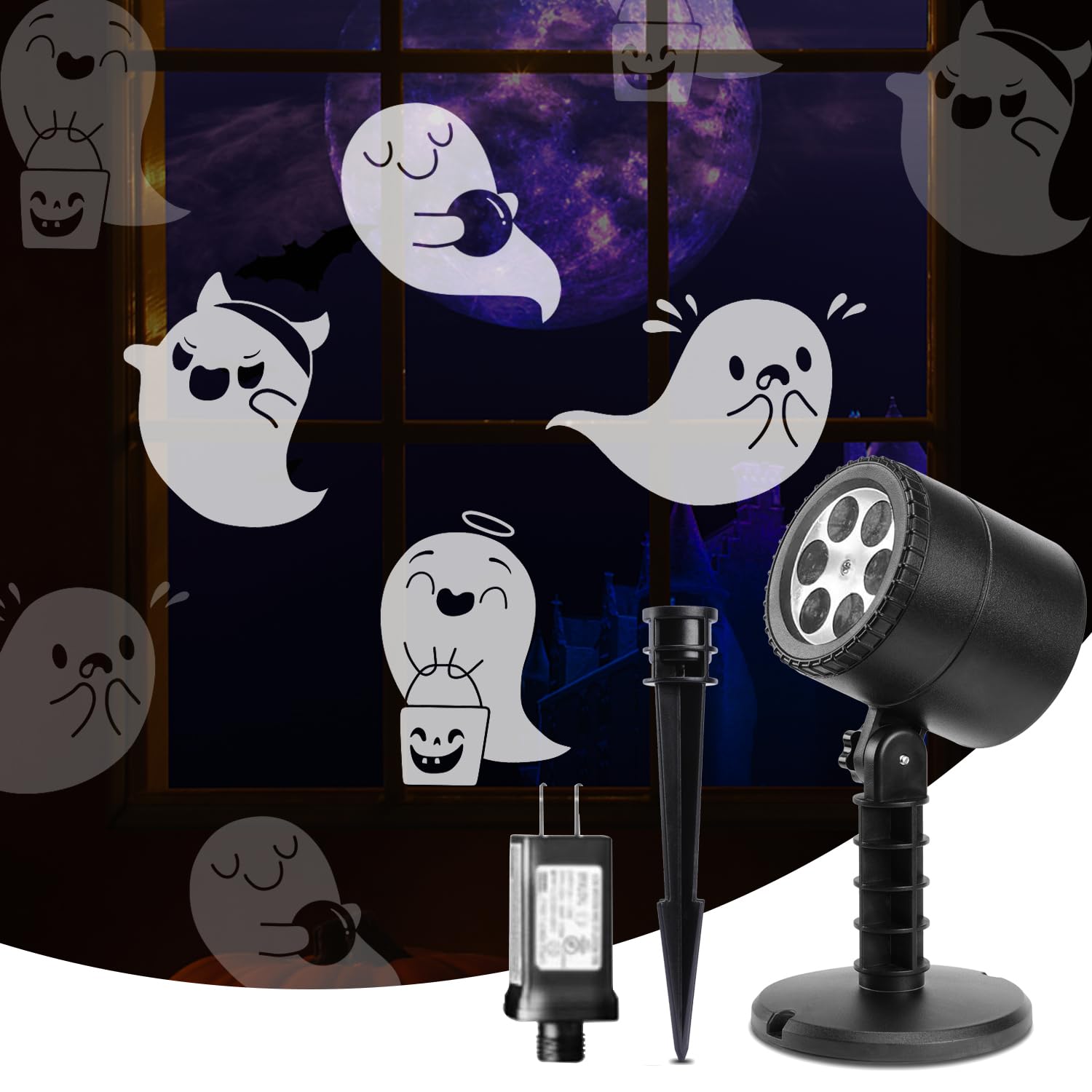 Photo 1 of LED Halloween Decoration,Ghost Rotating Projector Lights,Halloween Projector Indoor Outdoor Landscape Night Light for Home Thealter,Ceiling,Room,Patio,Yard,Stake Garden,Halloween,Bedroom Decor