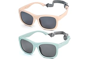 Fidqiog 2 Pcs Baby Sunglasses for Boys Girls, Silicone Polarized Kids Sunglasses, Toddler Shades for Infant 0-24 Months