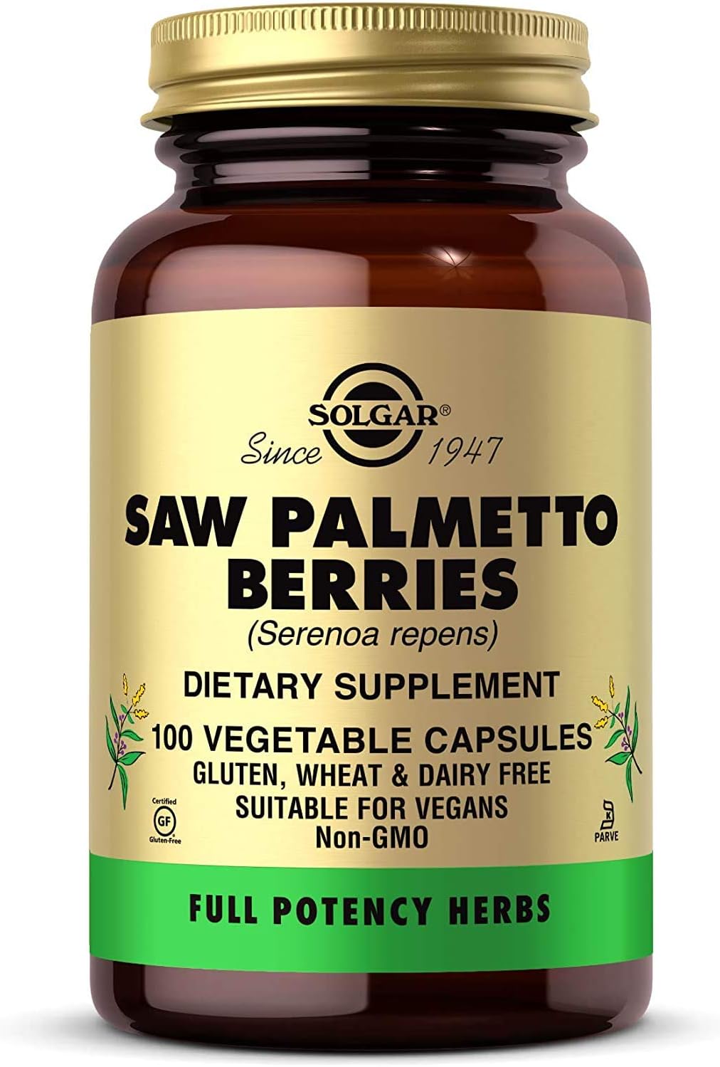 Solgar – Full Potency Saw Palmetto Berries, 100 Vegetable Capsules: Health & Personal Care