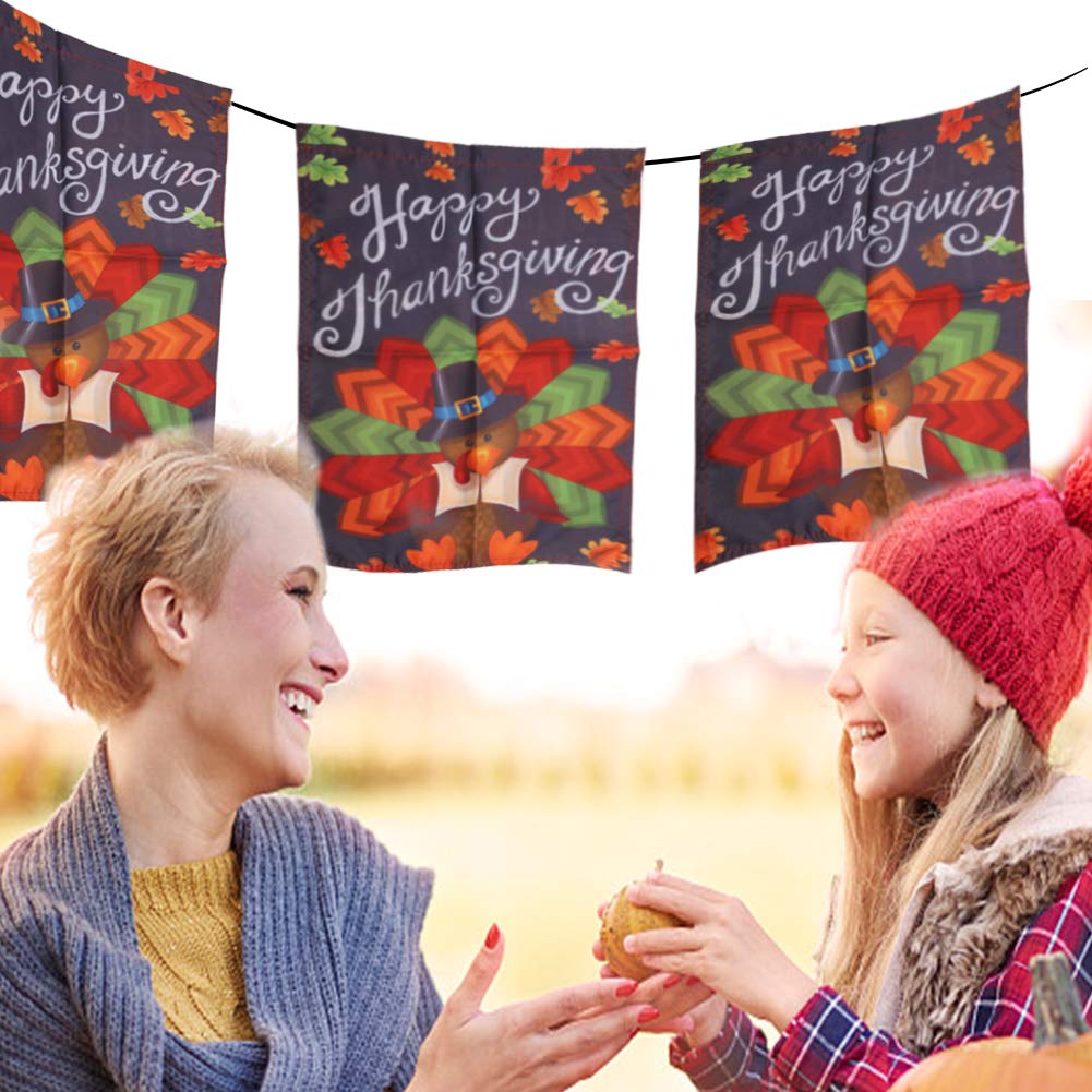 Amor Colorful Turkey Decorative Double Sided Garden Flag 12.5 x 18 Inch, Thanksgiving Holiday Decor Garden Flag