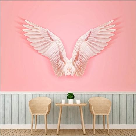 Amazon Ins Networkホット検索ピンクエンジェルウィングウォールペーパー 3dオンエアスタジオオンラインホットオンライン検索ショップの背景壁画壁紙3d 8cm W X 146cm H 壁紙