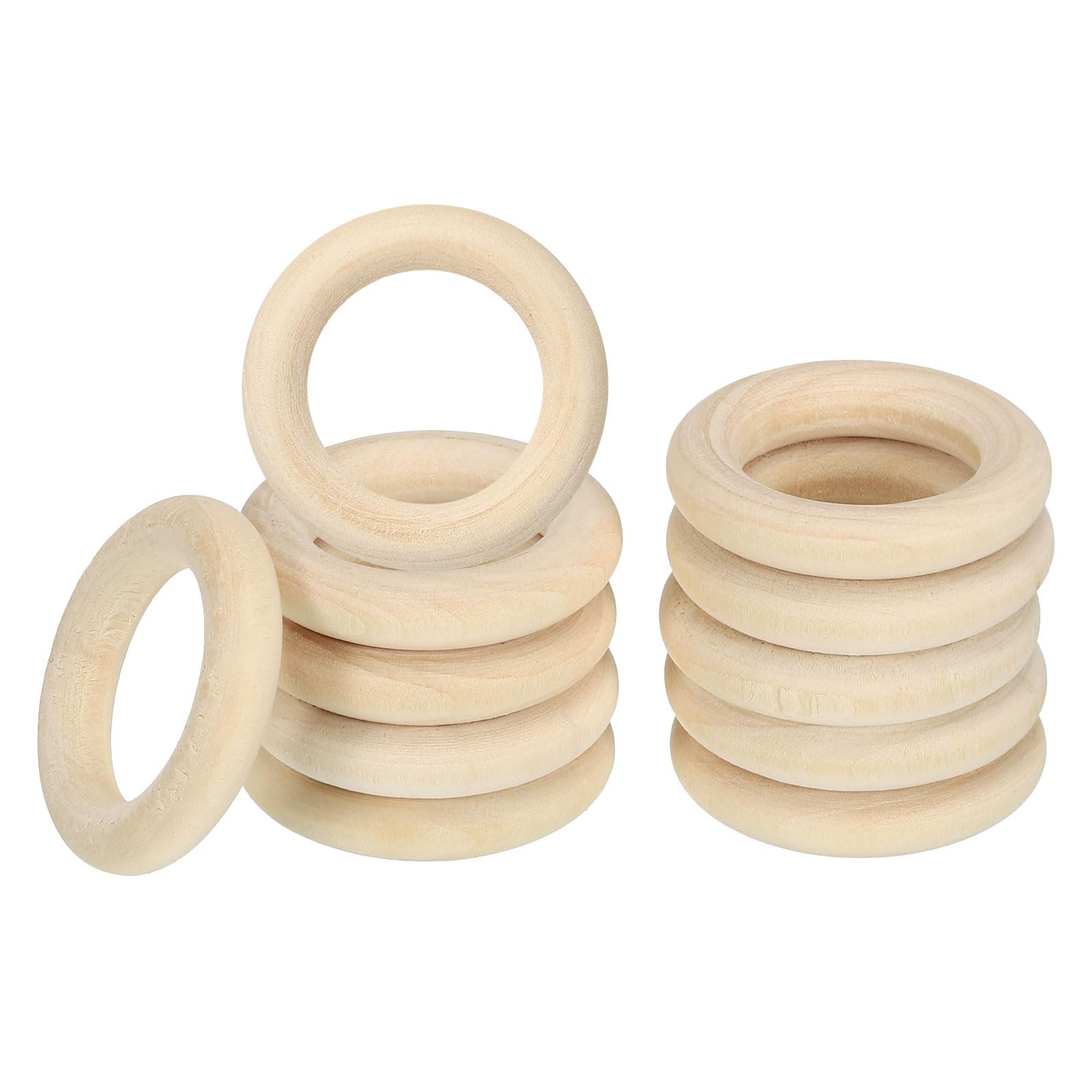 PATIKIL 30mm/1.18" Unfinished Wooden Rings, 30 Pack Natural Solid Wood Rings Circle for DIY Craft Ring Pendant Connectors, Wood Color