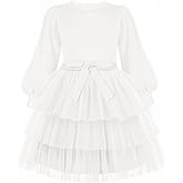 Arshiner Toddler Dress Little Girls Tutu Fall Winter Puff Long Sleeve Princess Party Tulle Dresses