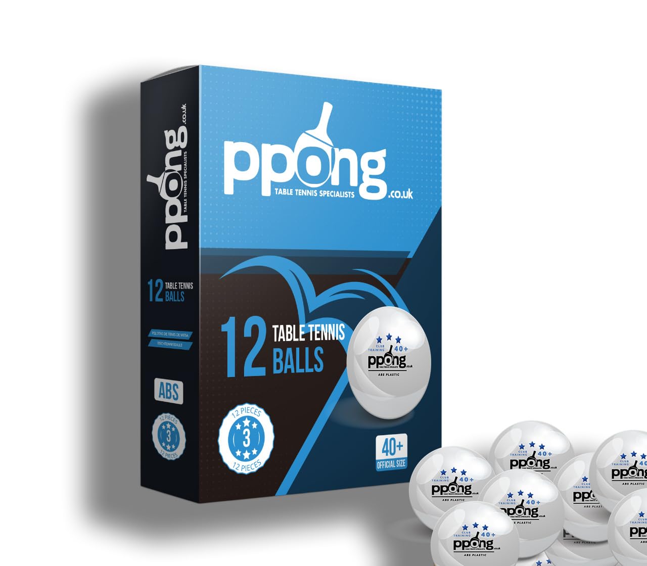 PPong Ping Pong Balls Table Tennis Balls – 3-Star Performance and Accuracy – 40+ Pro Abs – (Pack of 12 and 24) – Ideal for Indoor and Outdoor Table Tennis