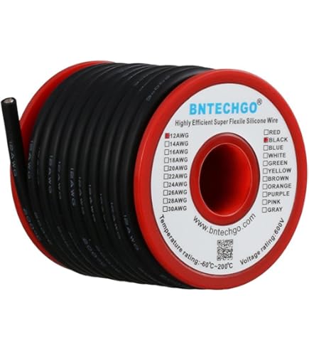 BNTECHGO 14 Gauge Silicone Wire Spool 50 ft Black Flexible 14 AWG