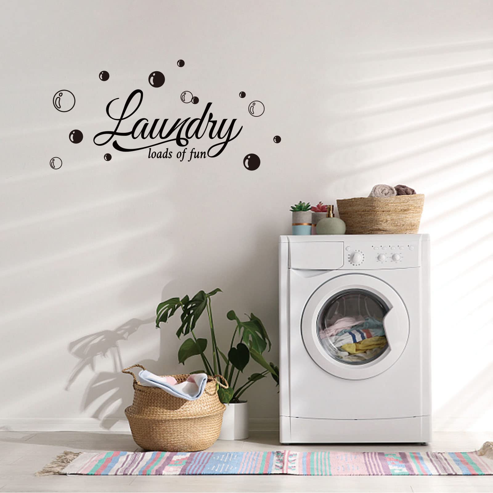 SUPERDANT 1 Sheet Laundry Quotes Wall Stickers Vinyl Wall Decor Stickers DIY Saying Wall Art Decal Sticker Home Decoration for Living Room, Bedroom, Bathroom, Black(29x48cm)