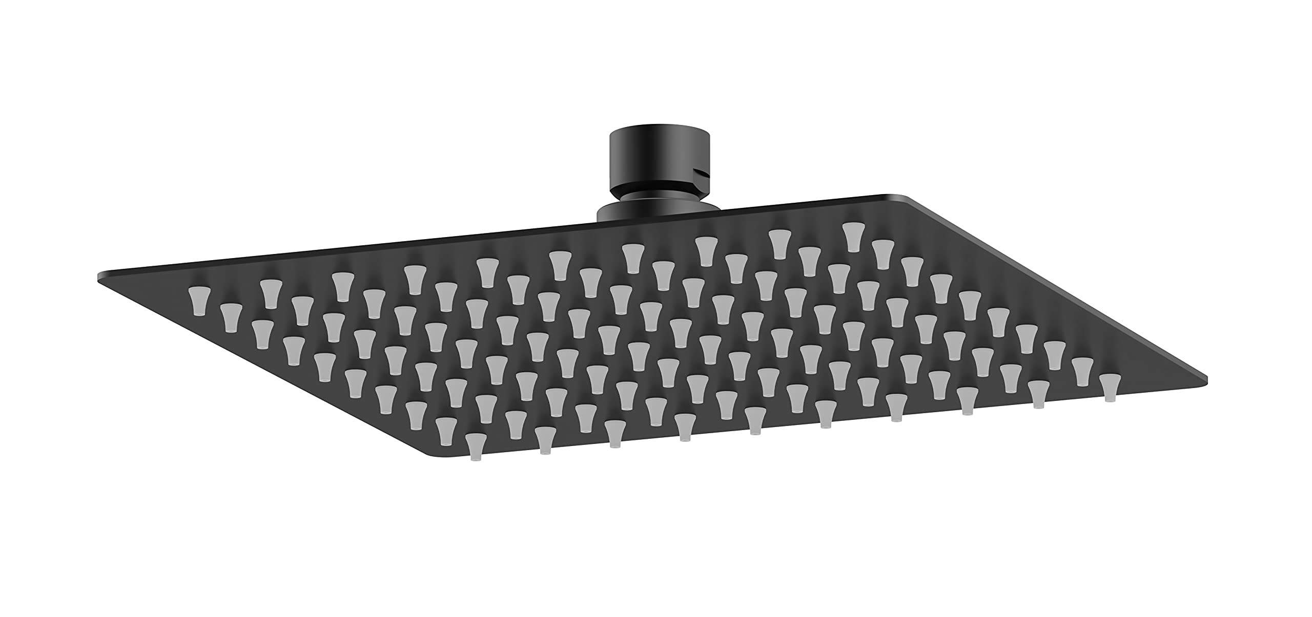 nuie A4088 Windon | Modern Bathroom Square Easy Clean Fixed Shower Head, 200mm x 200mm, Matt Black