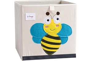 DODYMPS Foldable Animal Canvas Storage Toy Box/Bin/Cube/Chest/Basket/Organizer For Kids, 13 inch (Bee)