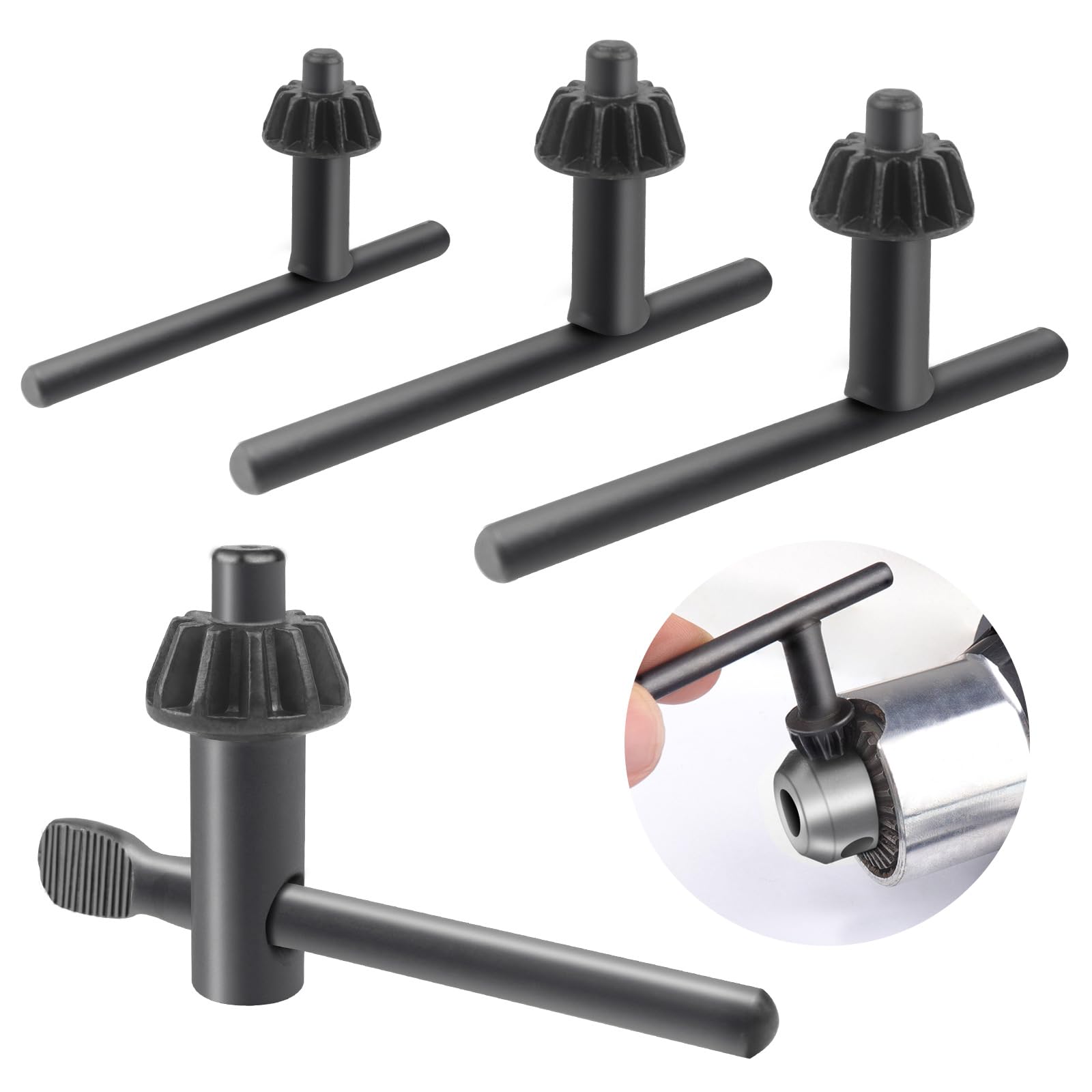 ATOPLEE Chuck Key for Drill,4pcs Universal Drill Press Chuck Keys for Electric Drill Clamping Tool [Chuck Diameter:3/4" /3/8" /1/2"/5/8"]