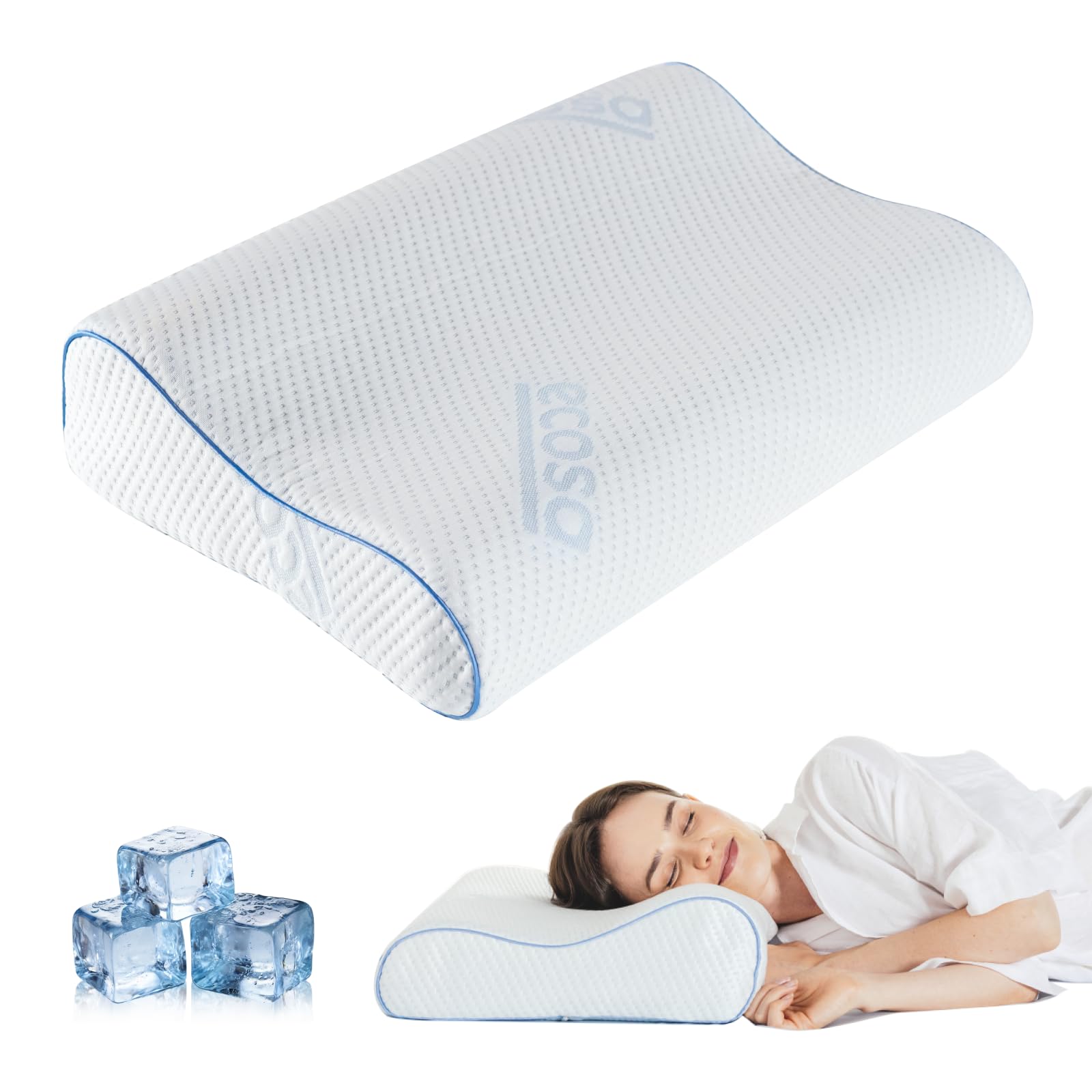 Photo 1 of Ecosa Cooling Gel Memory Foam Pillow, Adjustable Memory Pillow, Travel Pillows for Sleeping, Cervical Neck Pillow for Sleeping, Soft Pillows for Side Sleepers
