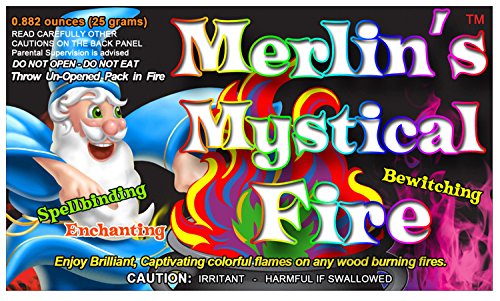 Mystical Fire Merlin's Fire Flame Colorant Vibrant Long-Lasting Pulsating Flame Color Changer for Indoor or Outdoor Use 0.882 oz Packets 12 Pack
