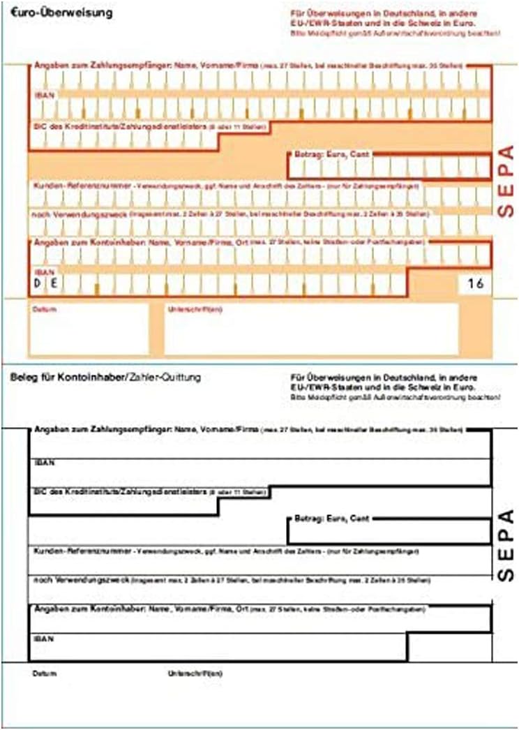 Markt+Technik Original-Papier, A4, 100x SEPA Überweisungsträger