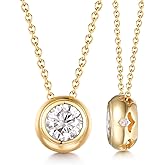 1CT/2CT Moissanite/Emerald/Sapphire/Ruby Necklace for Women, Solid 925 Sterling Silver with Yellow Gold/Rhodium Finish, 16"/18"/20" Adjustable Chain, Anniversary Valentine Jewelry