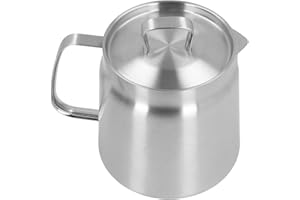 DPOFIRS Stainless Steel 2L Oil Fryer with Filter Pot & Strainer, Ergonomic Handle Large Capacity Oil Separator Bottle for Kitchen Cooking