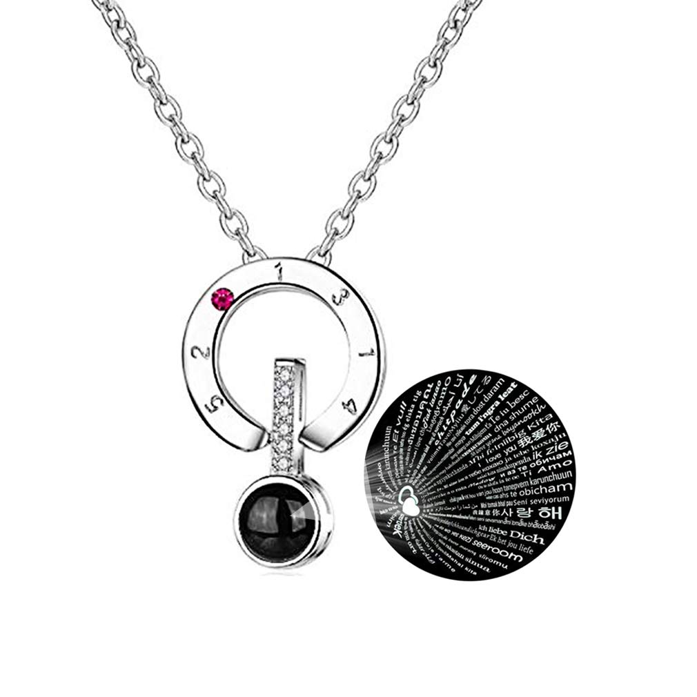 GulCean Necklace That Says I Love You in 100 Languages Projection Pendant Necklace That Says I Love U Different Ways for Women Mom with Meaning in Gift Box (Silver-Round)