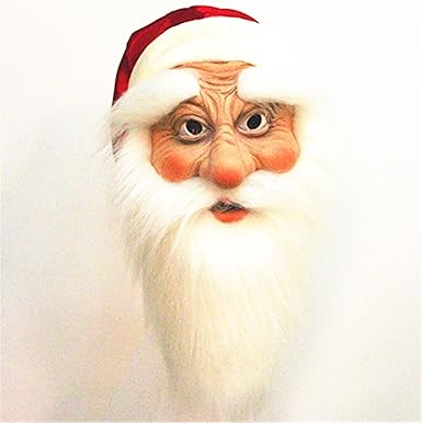 Santa Claus Latex Mask Realistic Full Face Latex Mask White Beard Red Cap Fancy Costume Masquerade Halloween Christmas Party New Years Holiday