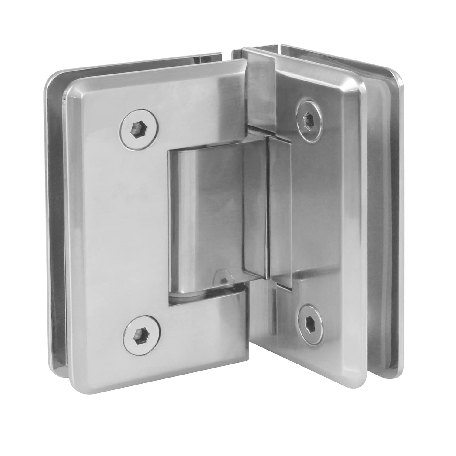 Amig - Zamak Fixed Shower Hinge | 88 x 54 mm | Model B | Matte Nickel | Suitable for Glass Shower Enclosures | 8-12 mm Thickness | Maximum Load Per Pair 35 kg