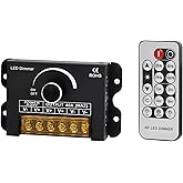 12v LED Dimmer Switch with RF Remote Control &Timer Function, DC 5-24V 40A Aluminum Housing PWM Dimming Controller for DC 5v-24v Single Color LED Lights