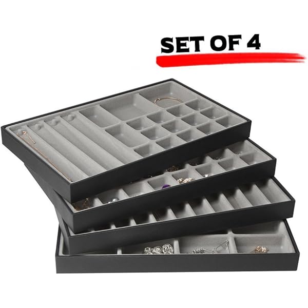 Jackcubedesign Stackable Leather Jewelry Tray Earring Necklace