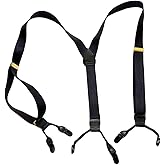 Hold-Up Suspender Double-Up Style 1 1/2" Wide Satin Finish Dress Suspenders for Men with the USA patented No-Slip clips