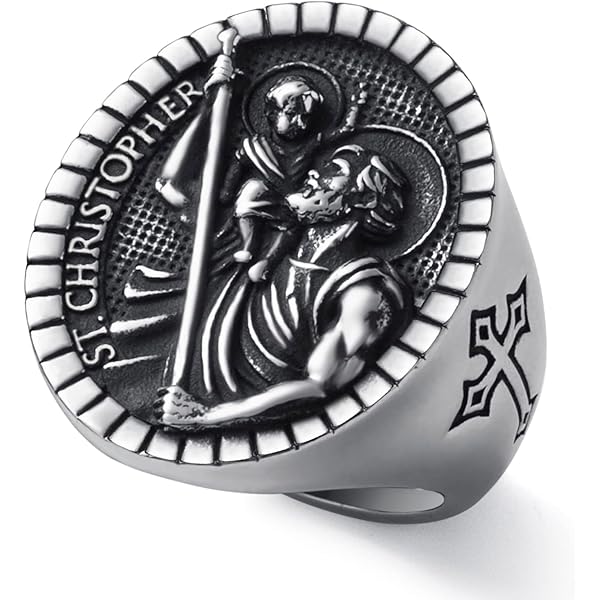 Pendentif Médaille Saint Christophe Protège Nous En Or Jaune 14K Satiné