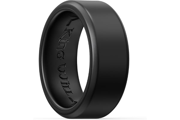 King Will Men's Silicone Wedding Bands, 8mm Comfort Fit with Unique Inner Groove Design, Rubber Engagement Rings for Daily We