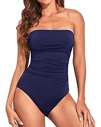 Holipick Women Navy Blue Bandeau One Piece