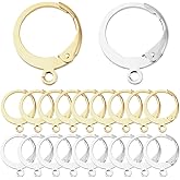SUNNYCLUE 1 Box 80Pcs Real 18K Gold Plated Leverback Earring Findings 925 Sterling Silver Plated Huggie Earring Hoops Lever Back Ear Hooks for Jewelry Making Accessories Women Adult DIY Crafts