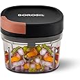 Borosil Chopper with 3 Blades, Pull Chopper with Durable String, Mini Chopper for Kitchen, for Chopping Vegetables, Leafy Greens & Herbs, BPA-Free, Unbreakable 600 ml Chopping Bowl