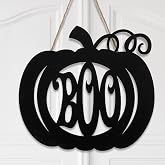 Jetec Halloween Door Hanger, Pumpkin Boo Sign, Wood Wall Decor, 8.6x9.8in | Black Halloween Door Decor, Pumpkin Shape Wooden Hanging Sign for Front Door, Porch Wreath, Wall Decoration, Indoor Entryway