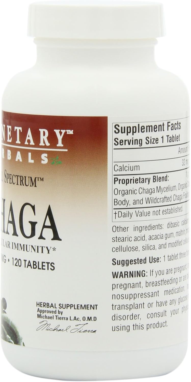 Planetary Herbals Chaga Full Spectrum, Enhance Cellular Immunity, 60 Tablets: Health & Personal Care