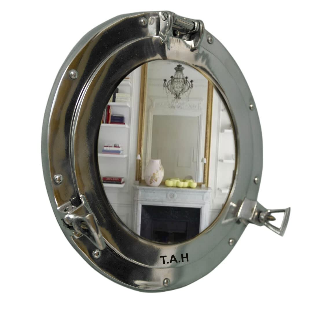 THE ANTIQUE HOUSE 12" Inch Porthole Nautical Wall Mirror Shabby Vintage Chic Bathroom And Home Decor