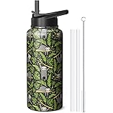 32oz Sloth Water Bottle with Handle and Flip Straw, Animal Sports Stainless Steel Insulated Cup Travel Coffee Mug Tumbler, Birthday Mothers Day Chritmas Gifts for Women