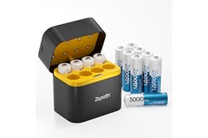 Zepath Rechargeable AA Batteries Lithium 12 Pack with Charger 3000mWh High Capacity Double A Battery,1.5V Constant Volt AA Lithium Batteries (8Slot Charger+12Pack-3000mWh)