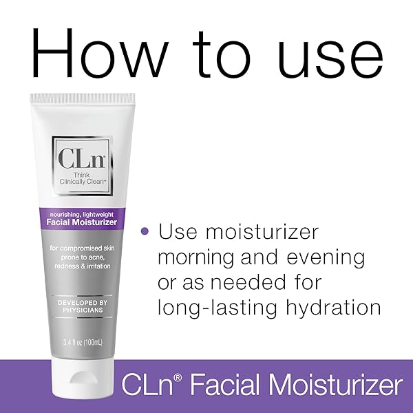 CLN® FACIAL MOISTURIZER – SOOTHES & CALMS SKIN, HELPS REDUCE APPEARANCE OF REDNESS, LOCKS IN MOISTURE WITHOUT CLOGGING PORES, DERMATOLOGIST & CLINICALLY TESTED, 3.4 OZ.