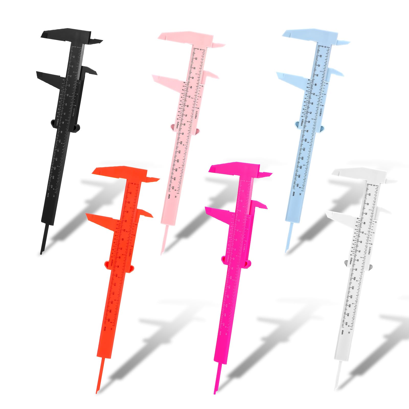 Photo 1 of 6 Pcs Brow Caliper Brow Mapping Ruler Tool Eyebrow Measuring Ruler Mini Vernier Caliper Double Scale Plastic Sliding Gauge Ruler for Microblading Brow Eyebrow Skin Artists DIY Crafts