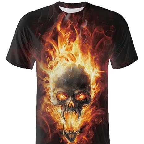 GreatestPAK Baumwolle T-Shirt Herren Schädel 3D Druck T-Shirts Kurzarm Bluse Tops Shirt