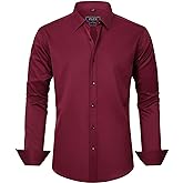 J.VER Men's Dress Shirts Solid Long Sleeve Stretch Wrinkle-Free Formal Shirt Business Casual Button Down Shirts