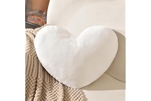 XIAIJIA Heart Pillow White Heart Shaped Pillow Soft Rabbit Fur Small Decorative Pillow for Bed Heart Cushion for Couch Girls Women Day Gift