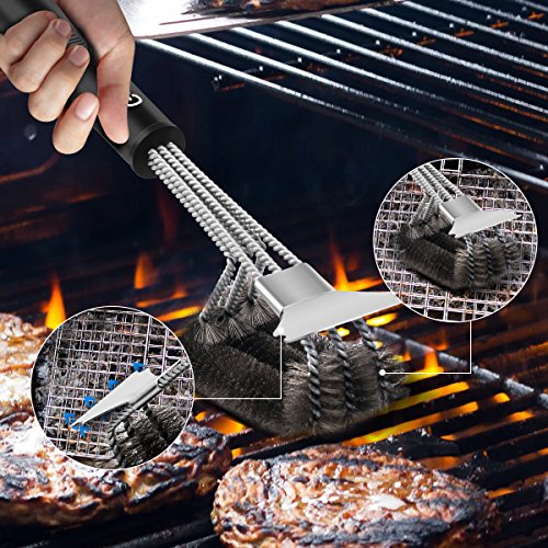 Combination Grill Brush and Scraper, 18" Best Outdoor BBQ Brush Cleaner Safe Grill Accessories Bristle Brush for Stainless Steel, Ceramic, Iron, Gas & Porcelain Barbecue Grates - Thumbnail 4