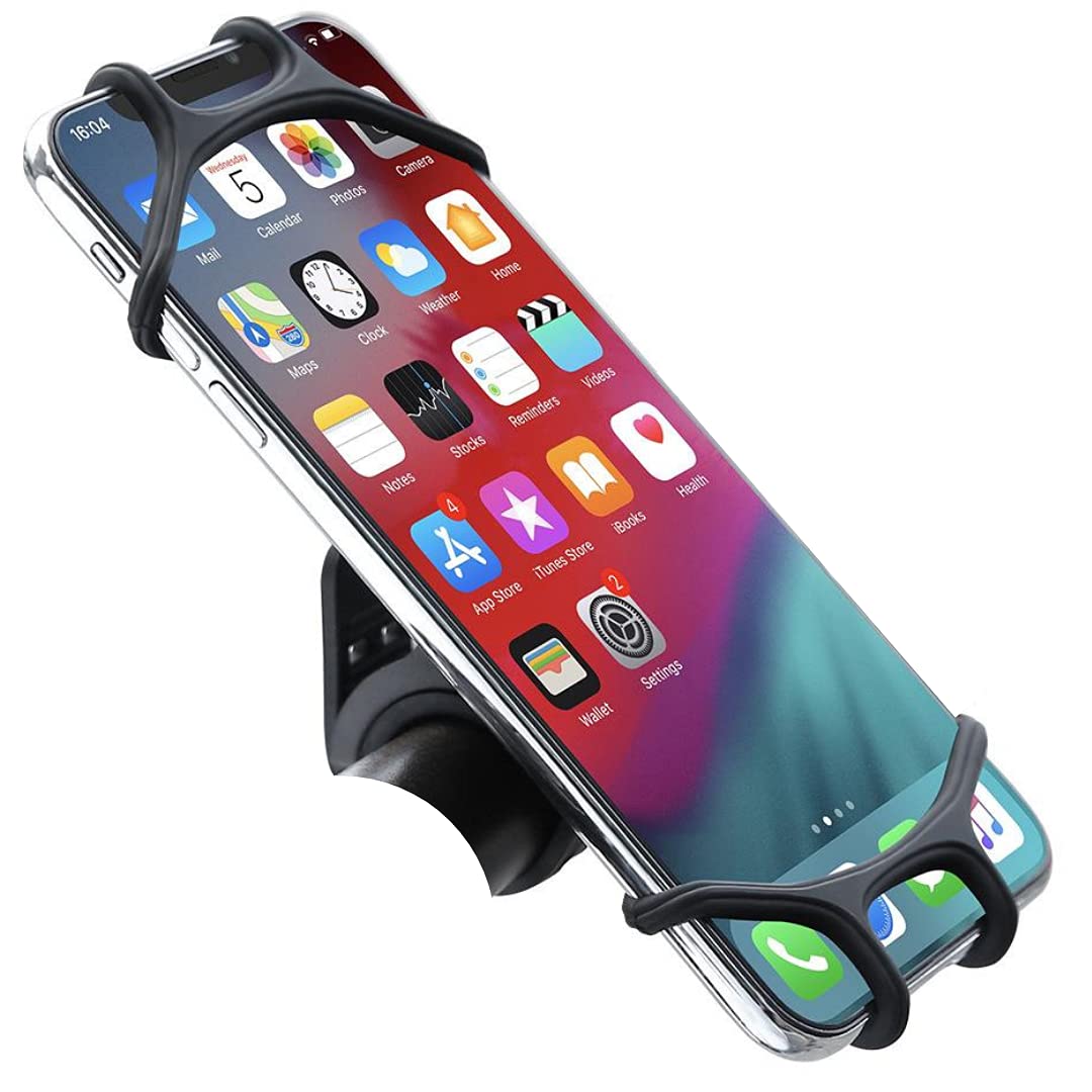 ADATEK Phone holder handlebar mount - Mountain & Road Bike Cycling Motorbike All Terrain Silicone Adjustable strap For All iPhone and Android