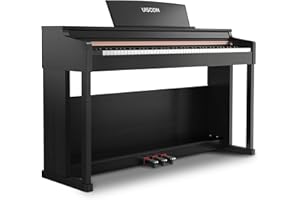 UISCOM UMP-100 88 Key Weighted Keyboard Piano with Furniture Stand｜Power Adapter｜Triple Pedal & MIDI Connecting - Full Size Digital Electric Piano for Beginners & Pros (Black）