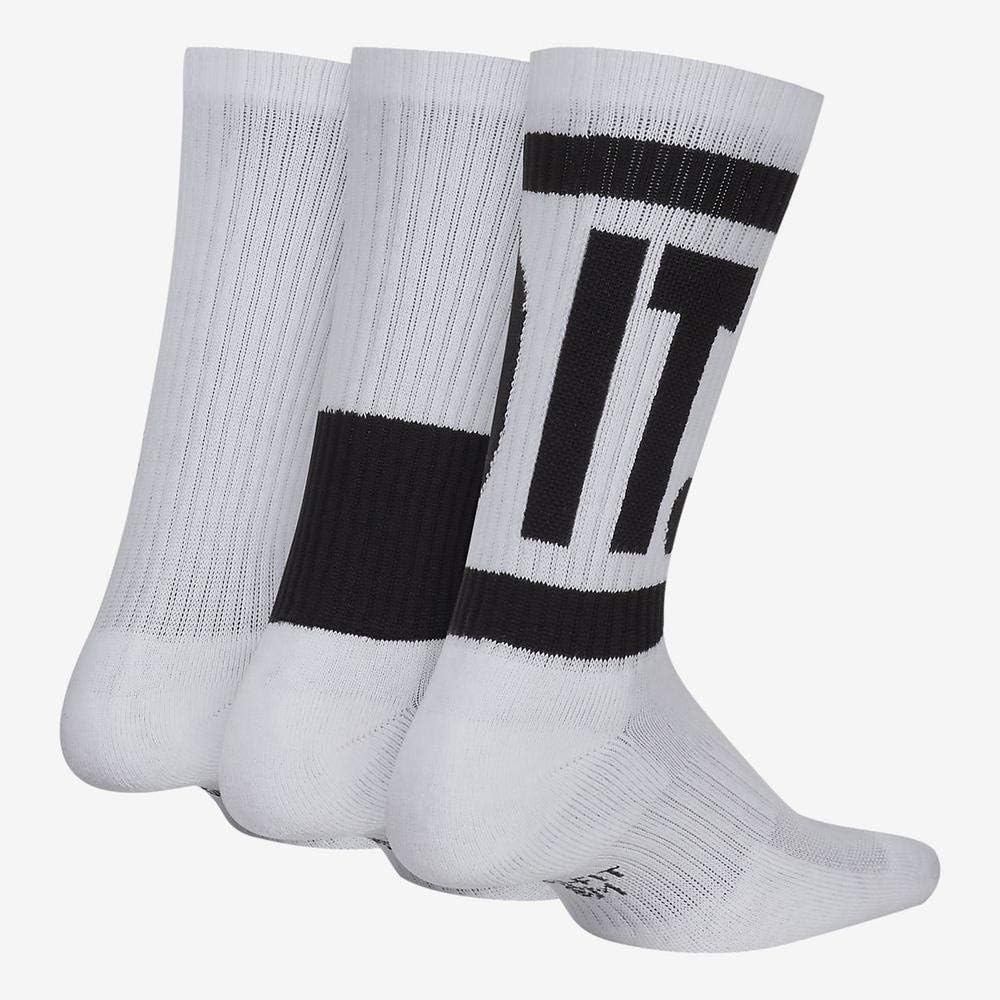 NIKE Kid's Performance Cushioned Crew Training Socks 3 Pack - White/Black, M: Clothing