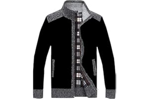 XinYangNi Men's Sweaters Full Zip Slim Thick Knitted Cardigan Sweaters Jacket with Pockets
