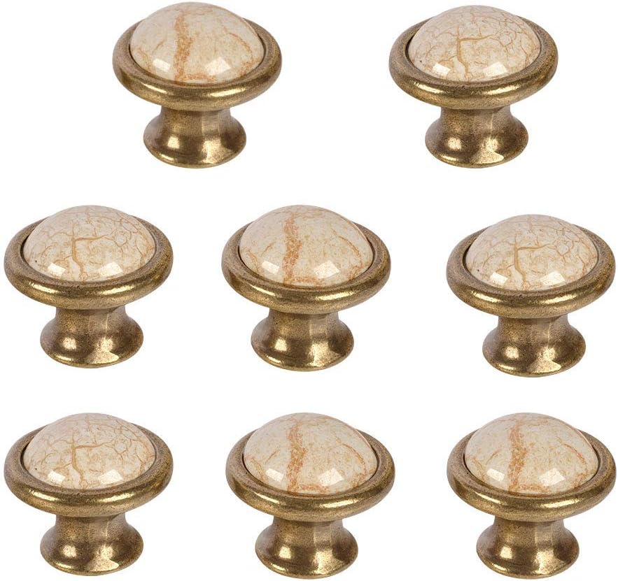 Yishik Set of 8 Door Knobs and Handles for Chest of Drawers Ceramic