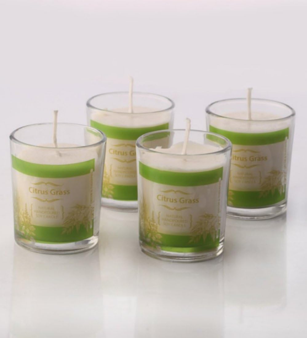 Resonance Citronella, Neem & Tulsi Natural Wax Votive Candle Set of 4