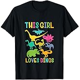 Cute Girls Dinosaur Shirt Girl Gift Tshirt Kids Love Dinos T-Shirt