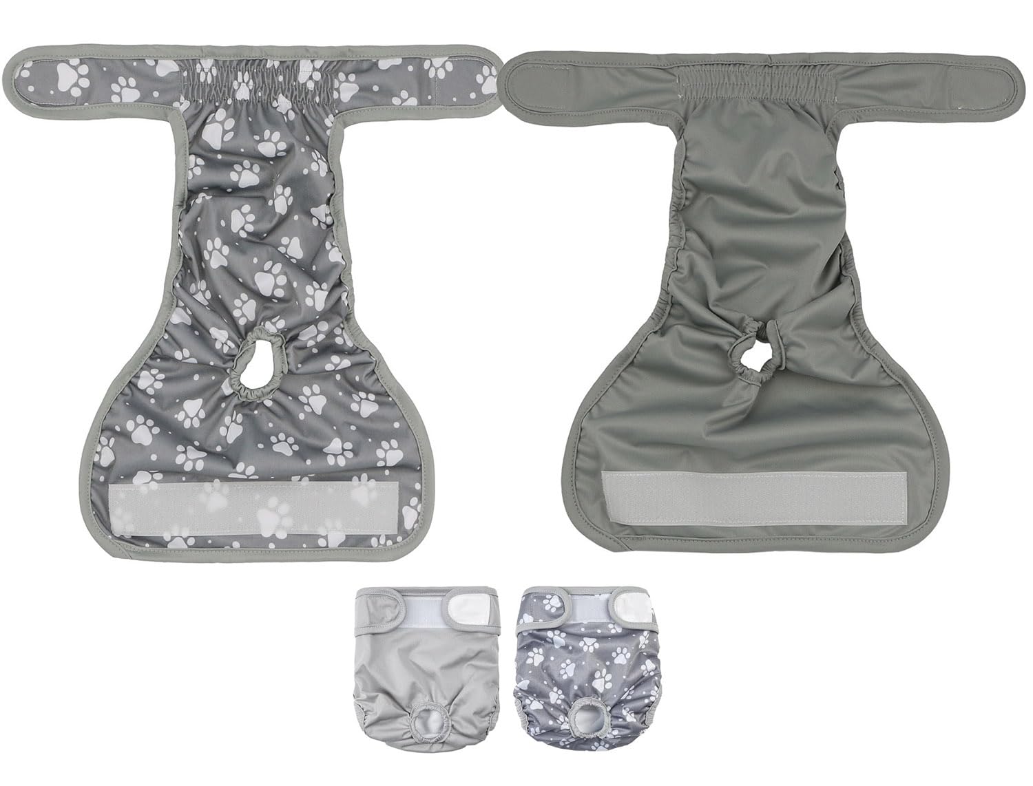 AMEOOR Reusable Dog Nappies Female 2 Packs, Washable Sanitary Wraps Panties for Dogs Puppy, Soft Period Heat Pants for Dogs Pets Grey L